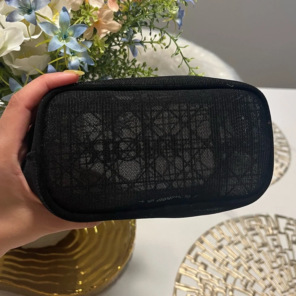 Dior Black Mesh Logo Cosmetic Pouch